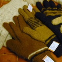 Reversible Gloves, Double layer, 100% alpaca, hand-knit